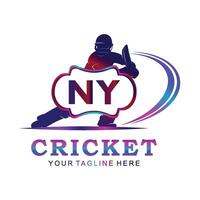 NY Cricket Logo, Vector illustration of cricket sport.