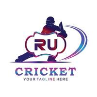 RU Cricket Logo, Vector illustration of cricket sport.