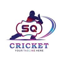 SQ Cricket Logo, Vector illustration of cricket sport.