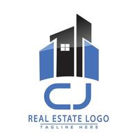 cj real inmuebles logo diseño vector