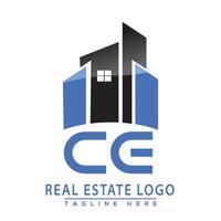 ce real inmuebles logo diseño vector