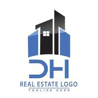 dh real inmuebles logo diseño vector