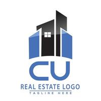 cu real inmuebles logo diseño vector