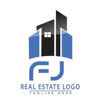 fj real inmuebles logo diseño vector