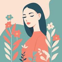 ilustraciones mujer con flor vector