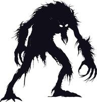 AI generated Silhouette ancien monster black color only full body vector