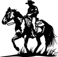 AI generated Silhouette cowboy in the horse full body vector