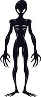 AI generated Silhouette alien black color only full body vector