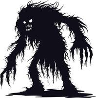 AI generated Silhouette ancien monster black color only full body vector