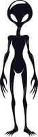 AI generated Silhouette alien black color only full body vector