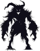 AI generated Silhouette ancien monster black color only full body vector