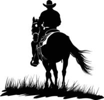 AI generated Silhouette cowboy in the horse full body vector