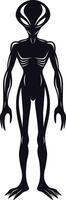 AI generated Silhouette alien black color only full body vector