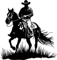 AI generated Silhouette cowboy in the horse full body vector