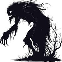 AI generated Silhouette ancien monster black color only full body vector