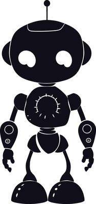 AI generated Silhouette cute robot black color only full body