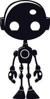 AI generated Silhouette cute robot black color only full body vector