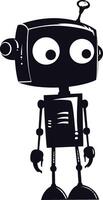 AI generated Silhouette cute robot black color only full body vector