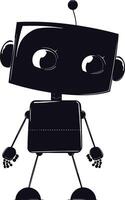 AI generated Silhouette cute robot black color only full body vector