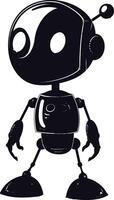 AI generated Silhouette cute robot black color only full body vector