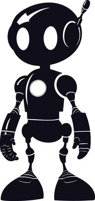AI generated Silhouette cute robot black color only full body