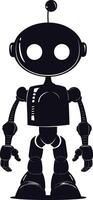 AI generated Silhouette cute robot black color only full body vector