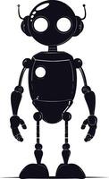 AI generated Silhouette cute robot black color only full body vector