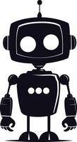 AI generated Silhouette cute robot black color only full body vector