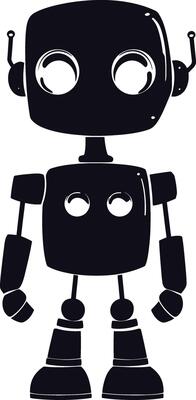 AI generated Silhouette cute robot black color only full body