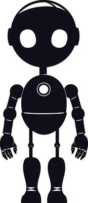 AI generated Silhouette cute robot black color only full body
