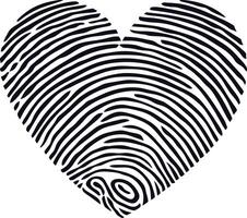 AI generated Silhouette finger print love heart shape black color only vector