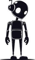 AI generated Silhouette cute robot black color only full body vector