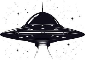 AI generated Silhouette flaying UFO black color only vector