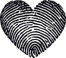 AI generated Silhouette finger print love heart shape black color only vector