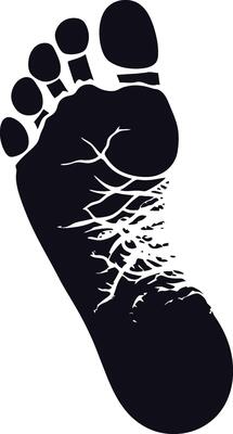 AI generated Silhouette foot print on the ground black color only