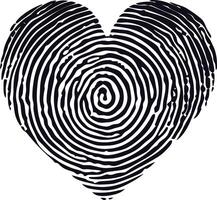 AI generated Silhouette finger print love heart shape black color only vector