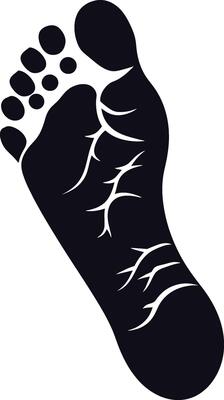 AI generated Silhouette foot print on the ground black color only