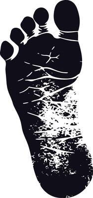 AI generated Silhouette foot print on the ground black color only