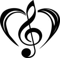 ai generado silueta corazón música Nota logo símbolo negro color solamente vector