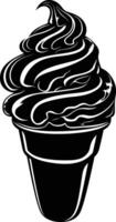 AI generated Silhouette ice cream black color only full body vector