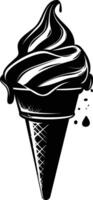 AI generated Silhouette ice cream black color only full body vector