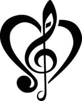 AI generated Silhouette heart music note logo symbol black color only vector