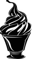 AI generated Silhouette ice cream black color only full body vector