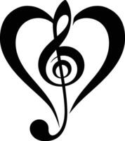 ai generado silueta corazón música Nota logo símbolo negro color solamente vector