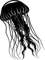 AI generated Silhouette jellyfish black color only vector