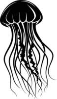 AI generated Silhouette jellyfish black color only vector