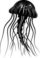 AI generated Silhouette jellyfish black color only vector