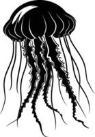 AI generated Silhouette jellyfish black color only vector