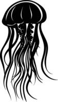 AI generated Silhouette jellyfish black color only vector