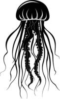 AI generated Silhouette jellyfish black color only vector